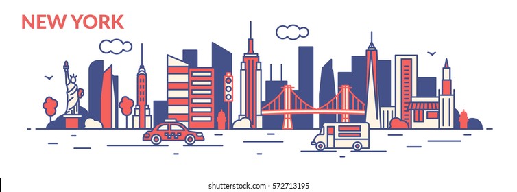 New York city. Line style. Vector illustration