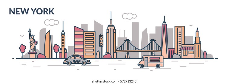 New York city. Line style. Vector illustration