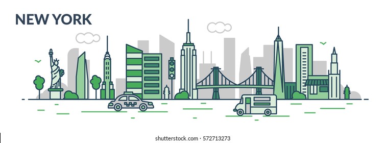 New York city. Line style. Vector illustration