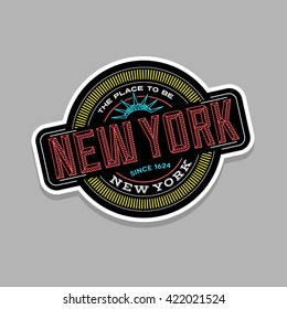 new york city, new york  linear emblem design for t shirts and stickers