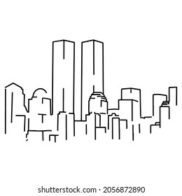 New York city in linear style. Manhattan in doodle. Patriot day USA. 9 11 September
