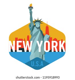 New York City Logo Design Statue Stock Vector (Royalty Free) 1195918993 ...