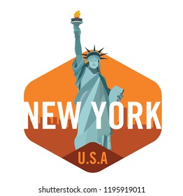 New York City logo sticker emblem design with Statue Of Liberty 