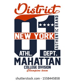 new York city Manhattan slogan typography graphic artistic concept for trendy t shirt print,vector illustration 