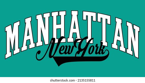 New York city manhattan usa retro varsity campus fonts for t-shirt