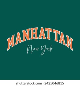 new york city manhattan usa retro varsity campus college fonts for t-shirt