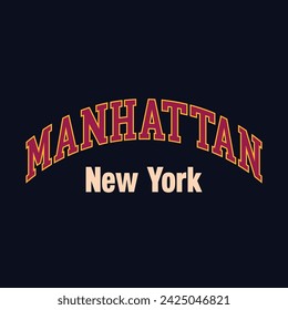 new york city manhattan usa retro varsity campus college fonts for t-shirt