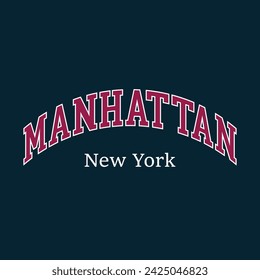 new york city manhattan usa retro varsity campus college fonts for t-shirt