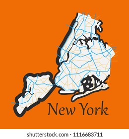 New York City Map - flat illustration