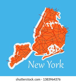 New York City Map - flat illustration