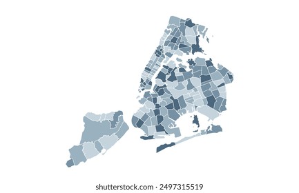 New York City map with individual colors for website layouts,background, education, precise, customizable, Travel worldwide,map silhouette backdrop,earth geography,political, reports.