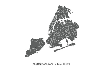 New york city map isolated on white background. for website layouts, background, education, precise, customizable, Travel worldwide, map silhouette backdrop, earth geography, political, reports.