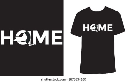 New York City map T-shirt. HomeTypography, t-shirt graphics, poster, print, banner design.