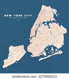 New York City map vector illustration poster and flyer