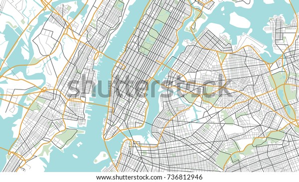 New York City Map Vector Illustration Stock Vector Royalty Free
