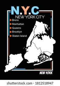 New York City map.Vintage and typography design in vector illustration.clothing,t-shirt,apparel and other uses.Abstract design with the grunge and denim style. 