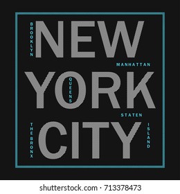 New York City - modern typography for design clothes, athletic t-shirt. Graphics for print product, apparel. Badge for sportswear. Vector illustration