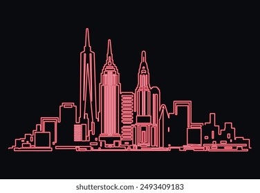 New York City neon light skyline