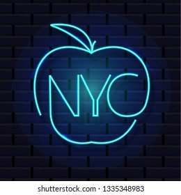 New York city neon sign. Shiny symbol of NYC. Vector illustration