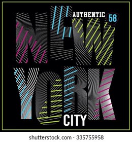 New York City neon typography, t-shirt graphics