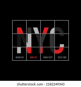 new york city NYC design typography, vector graphic illustration, for printing t-shirts and others
