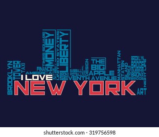 New York City. NYC. Vintage artwork. T-shirt design. I love New York typography.
Creative poster design.