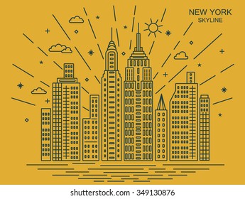 New York city, outline skyline. Vector illustration