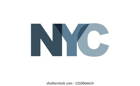 New York City, phrase overlap color. Concept of simple text for typography poster, sticker design, apparel print, greeting card or postcard. Graphic slogan isolated on white background. Vector illustr