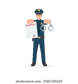 New York City Police with arrest warrant and handcuff vector illustration