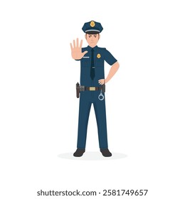 New York City Police using a hand sign to stop vector illustration