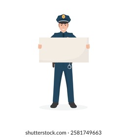 New York City Policeman holding a sign board vector illustration