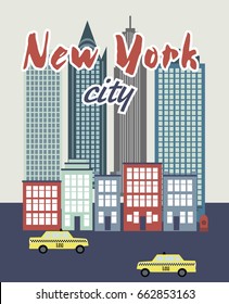 New York city poster with landmarks. Vector illustration