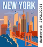 New York city poster. Skyline silhouette vector illustration