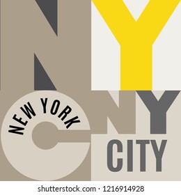 New York City poster.Gray and yellow letters.The design concept.Vector illustration.