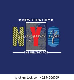 new york city Premium Vector illustration of a text graphic. suitable screen printing and DTF for the design boy outfit of t-shirts print, shirts, hoodies baba suit, kids cottons, etc.