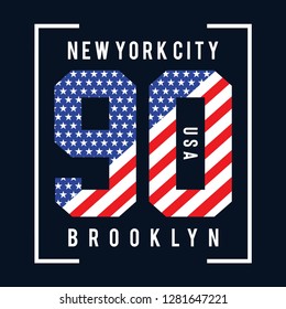 New york city print with number flag vector illustration