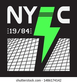 NEW YORK CITY RAY SLOGAN PRINT VECTOR