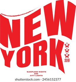 new york city red slogan trend graphic print design star number