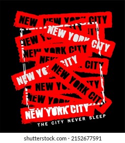 New York City repeat typography tee shirt design graphic print