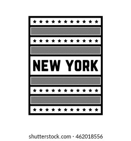 New york city. Retro geometric print. Black authenticposter. Vintage banner. 