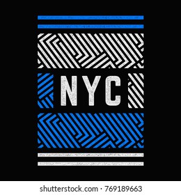 New york city. Retro geometric print. Colorful authentic poster. Vintage banner.