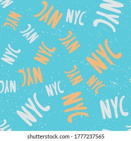 New York City. Retro pattern for print design. Cartoon vector illustration. Romantic seamless texture design. Hand drawn calligraphy lettering vector illustration.