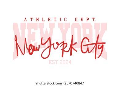 New York City retro vintage college style quote slogan text typography. Vector illustration design.