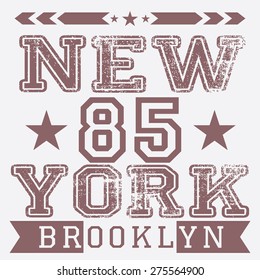 New York City retro vintage typography poster, t-shirt Printing design, vector Badge Applique Label.