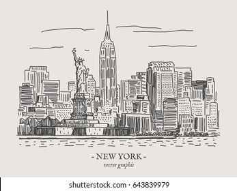 New York City Retro Vintage Vektorgrafik auf grauem Hintergrund