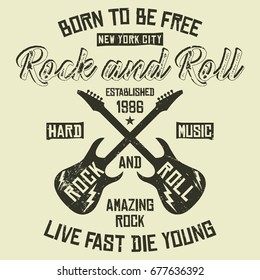 New york city rock and roll, hard music, live fast die young slogan typography, t-shirt graphics, vectors