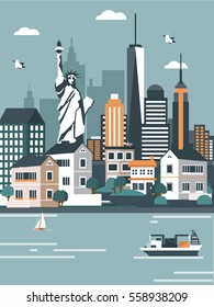 new york city scape flat illustration
