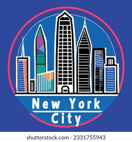 new york city silhouette cityscape view usa vector illustration