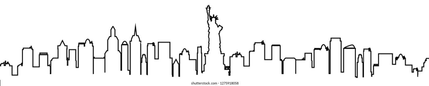 New York city silhouette one line - stock vector