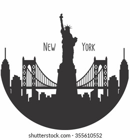 New York city silhouette with typographic. Vector illustration - stock vector